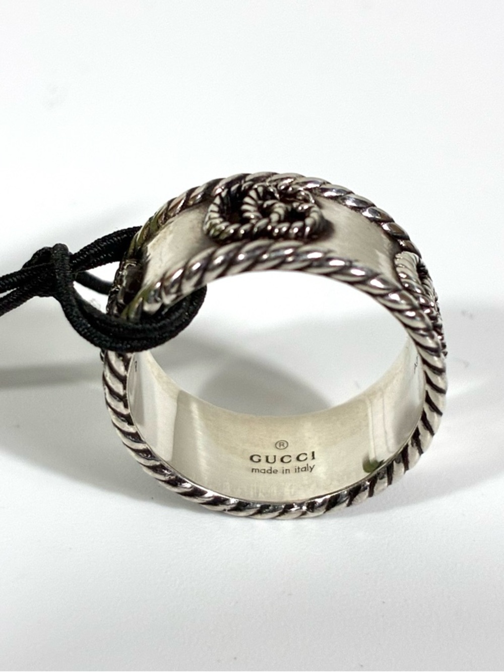 Gucci GG Marmont Band Wide 925 Ring Sterling Silver 6.75 14 NEW - Picture 15 of 17